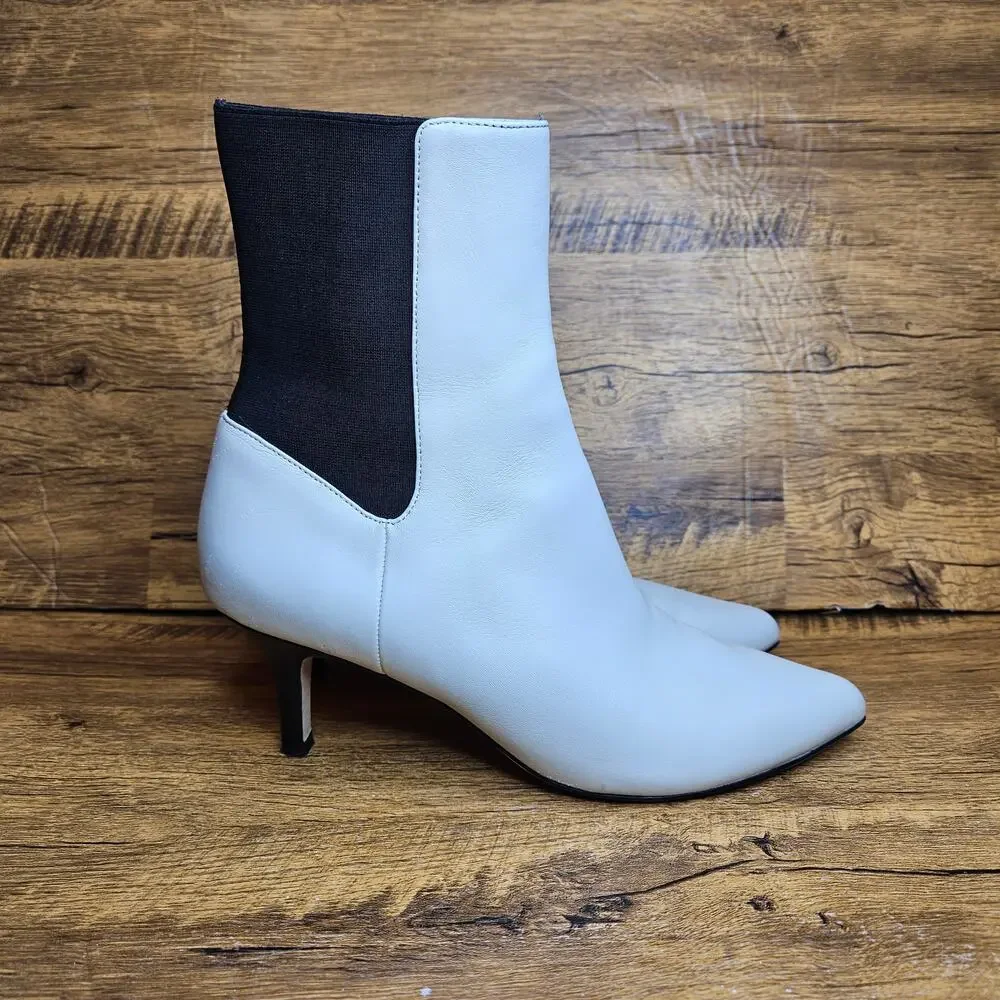 Joie Rali Ivory Leather pointed toe slip on booties sz 38  US 8